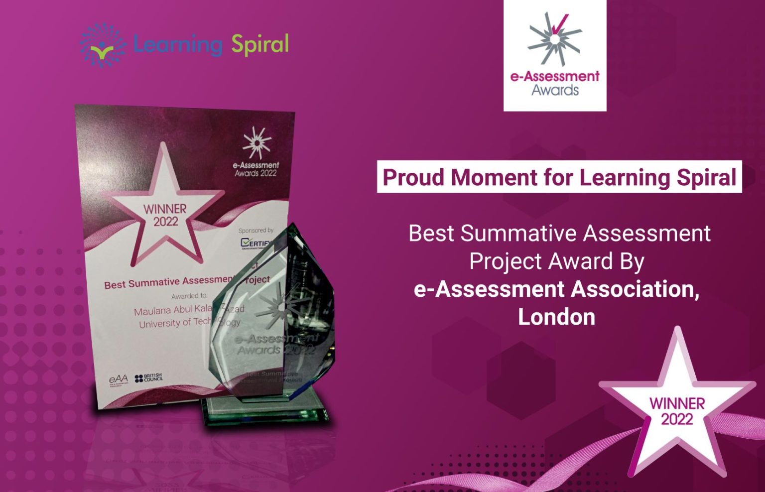 We are extremely proud to be awarded for Best Summative Assessment